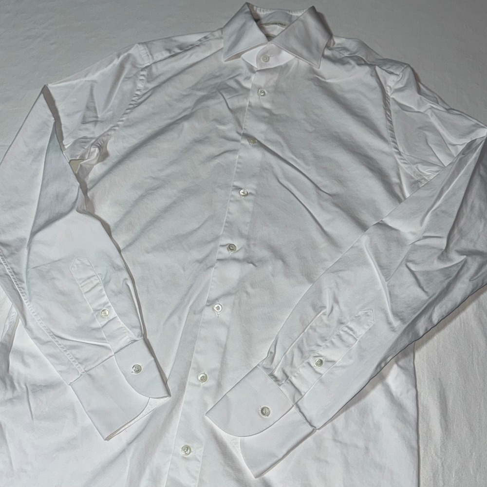 Suitsupply Button Up Dress Shirt Mens 39L 15.5 White Egyptian Cotton Slim Fit